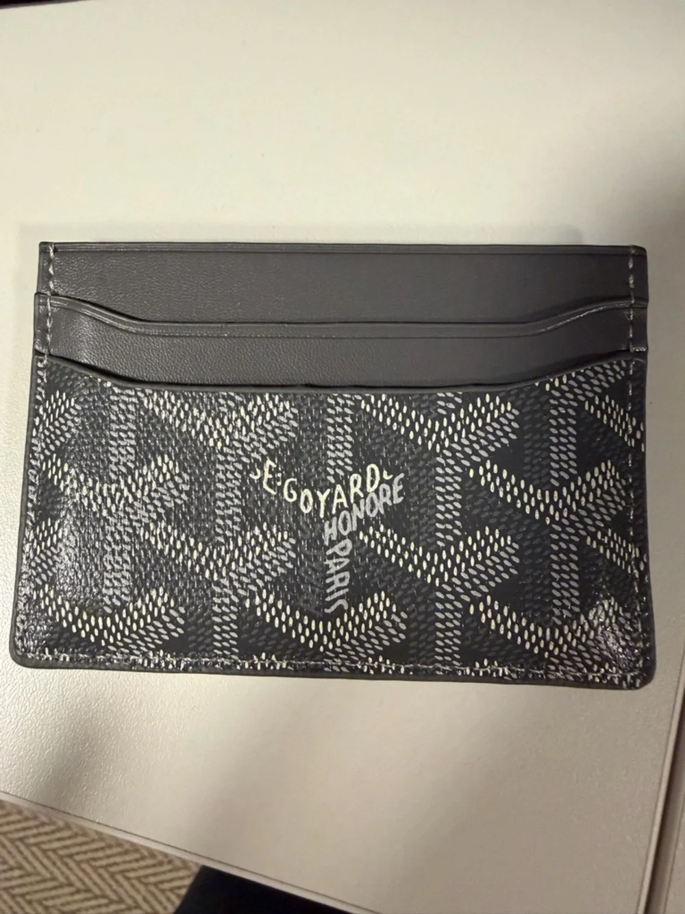 Goyard Black and White Card Holder in Goyardine Canvas